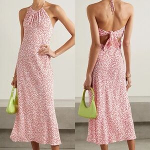 RIXO Marilyn Crepe Halterneck Midi Dress xs